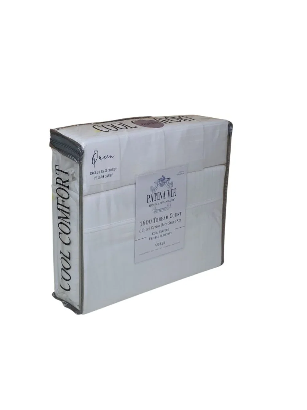 Patina Vie 6-Piece Cotton Rich 1800 Thread Count Queen Sheet Set Cool Comfort